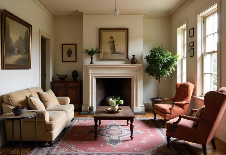 Artistry in Time Living Room Decor with Antique Furniture